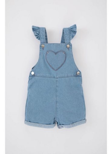 Babygirl Regular Fit Collarless Strappy Denim Overalls